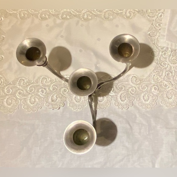 Vintage silver 4 candle holder candelabra holiday decor - Picture 4 of 16